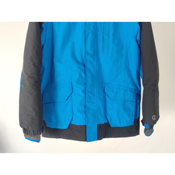 (V) Lands' End Coat Squall Jacket Parka Youth L Size 14-16 BLUE/ GRAY WATERPROOF - Picture 3 of 11